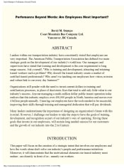 Performance Beyond Words: Are Employees Most Important?