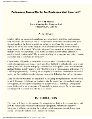 Performance Beyond Words: Are Employees Most Important?