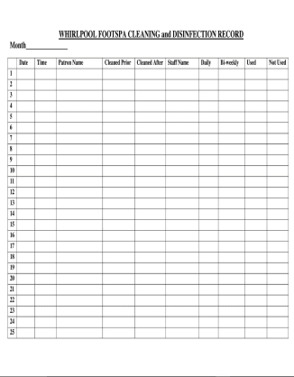Pedicure Cleaning Log [in English]