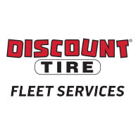 Discount Tire Fleet Services logo with the word 'DISCOUNT' in bold red block letters, 'TIRE' in black inside a white rectangle, and 'FLEET SERVICES' in black text below.