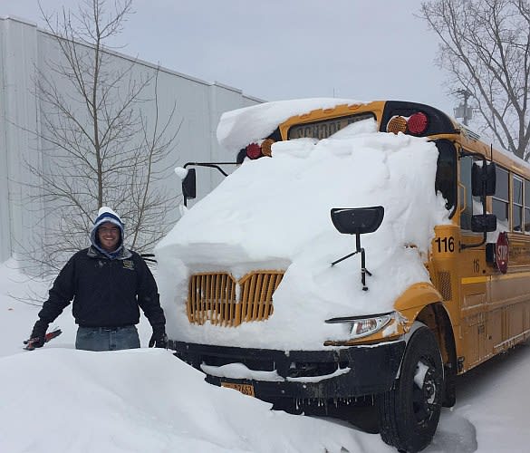 PHOTOS: Late Winter Blizzard Piles Snow on School Buses | School Bus Fleet