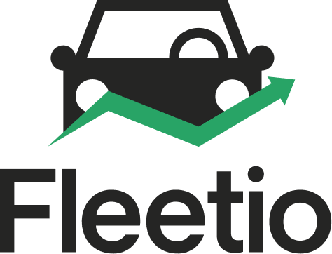 Fleetio logo: stylized car silhouette with a green upward-trending arrow, symbolizing fleet management, vehicle analytics and performance growth.