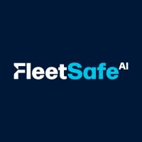 Logo for FleetSafe AI, featuring the words "FleetSafe" in white with a small blue airplane graphic to the left, and "AI" in light blue to the right, set against a dark blue background.