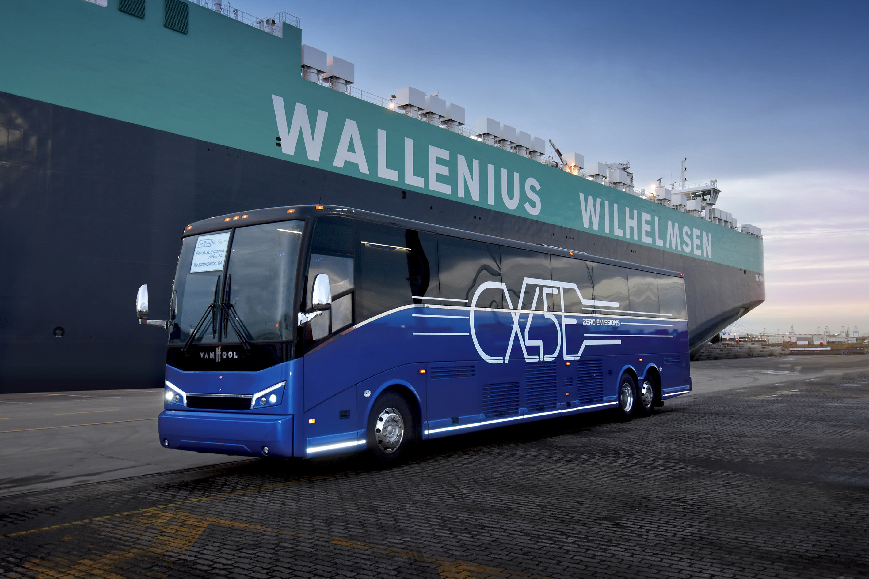Van Hool Ships First CX45E Electric Coach to U.S. | Metro